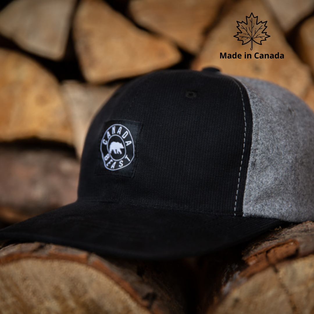 Melton wool cap Bear project - Canada Beast - Wool Ball cap - made in Canada- bear caps - casquette ours - casquette Canada